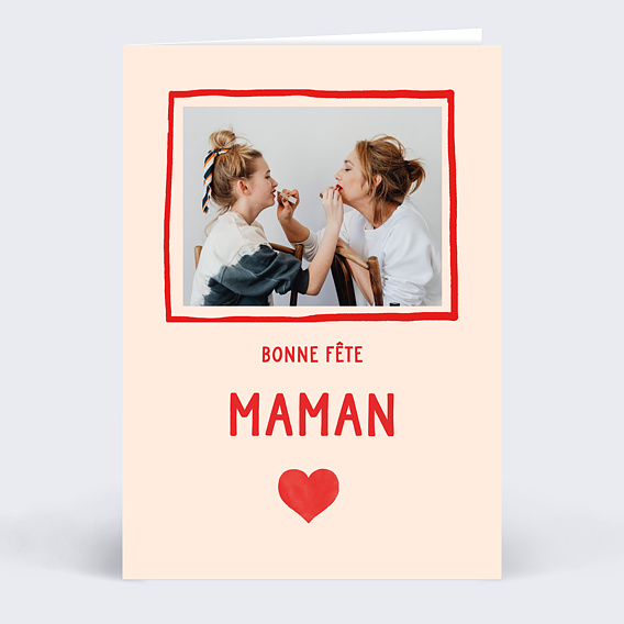 Carte fête des mères Cœur Simple Photo Recto