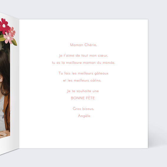 Carte fête des mères Couronne de Bégonias Intérieur Droit