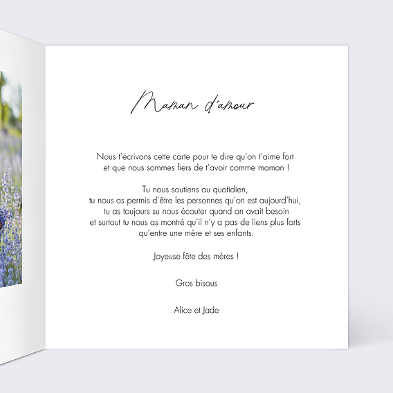 Carte fête des mères Pastille  Intérieur Droit