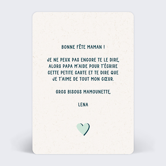 Carte fête des mères Bonbon d'amour Verso