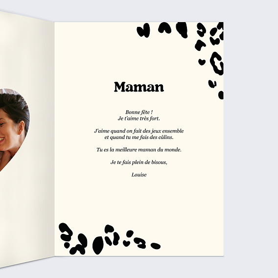 Carte fête des mères Léopard Intérieur Droit