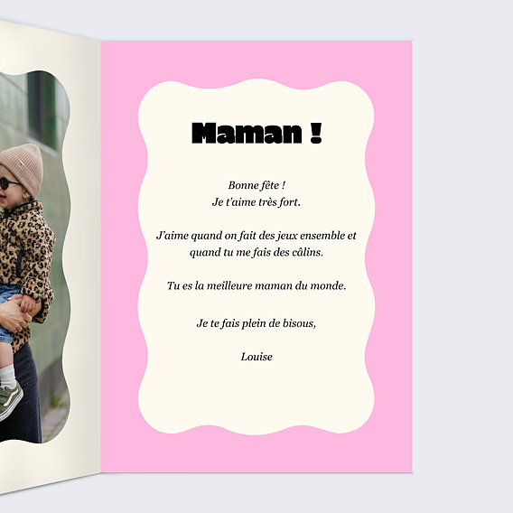 Carte fête des mères Rayures d'amour Intérieur Droit