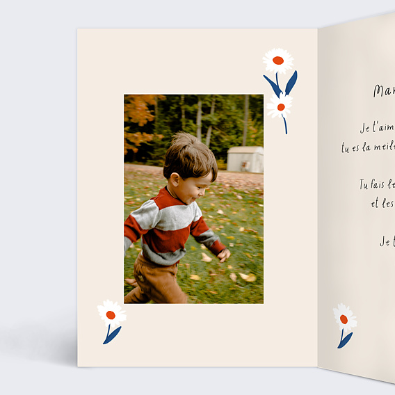 Carte fête des mères Pâquerettes Intérieur Gauche