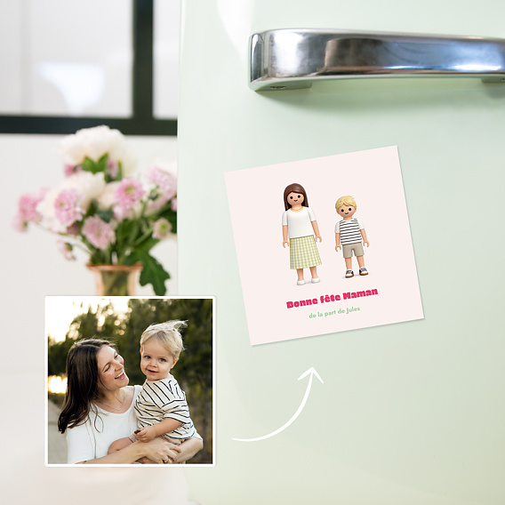 Carte fête des mères Portrait en figurine