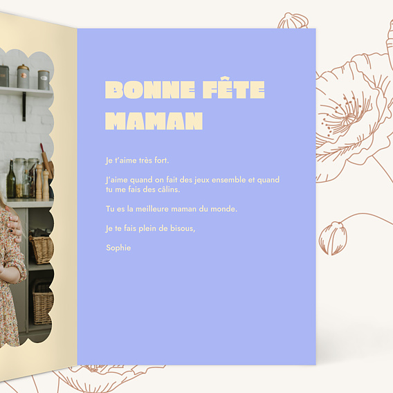 Carte fête des mères Quatre mots Intérieur Droit
