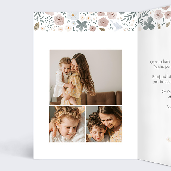 Carte fête des mères Frise Fleurie Intérieur Gauche