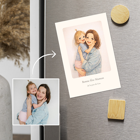 Carte fête des mères Portrait en manga