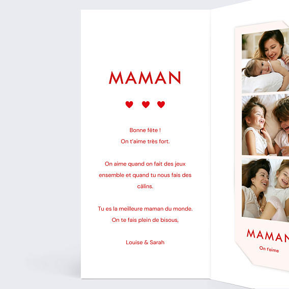 Carte fête des mères 1001 Cœurs Intérieur Gauche