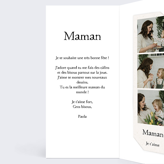 Carte fête des mères Bouquet Fleurs Séchées Intérieur Gauche