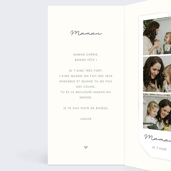 Carte fête des mères Quelques Cœurs Intérieur Gauche