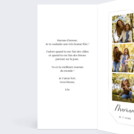 Carte fête des mères Trois Photos Intérieur Gauche
