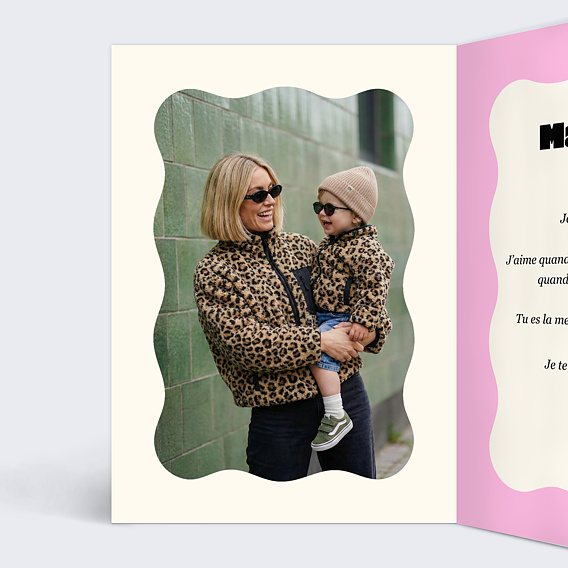 Carte fête des mères Rayures d'amour Intérieur Gauche