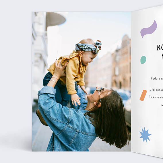 Carte fête des mères Éclats de couleur Intérieur Gauche