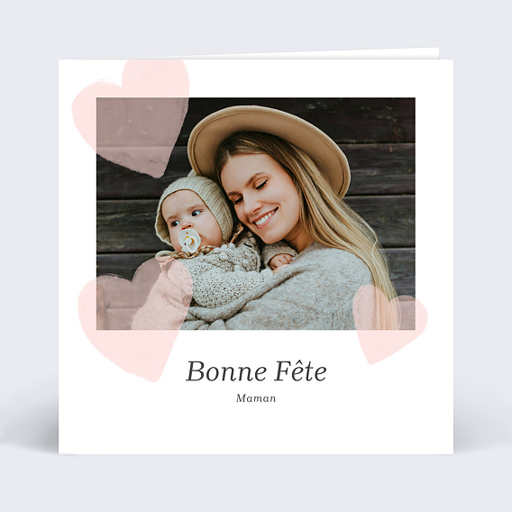 Carte fête des mères Rose Pastel Recto