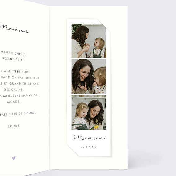 Carte fête des mères Quelques Cœurs Intérieur Droit