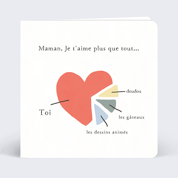 Carte fête des mères Je t'Aime Plus que Tout Recto