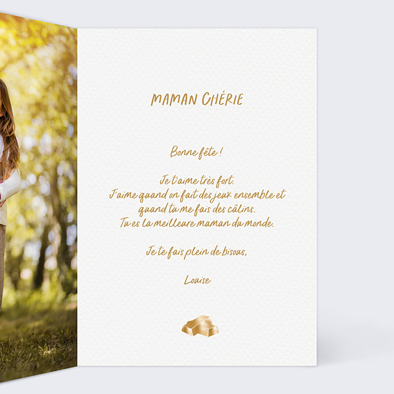 Carte fête des mères Maman en or Intérieur Droit