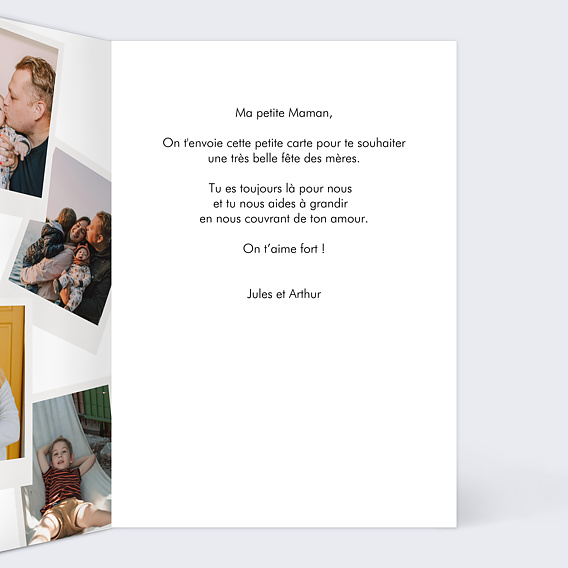Carte fête des mères Pêle-Mêle Polaroid Intérieur Droit