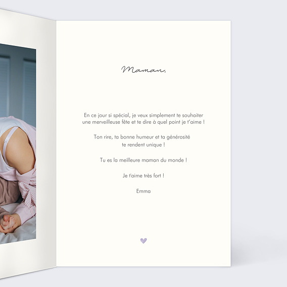 Carte fête des mères Quelques Cœurs Intérieur Droit