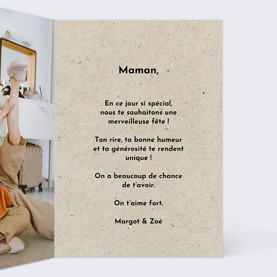 Carte fête des mères Cœur Kraft Intérieur Droit