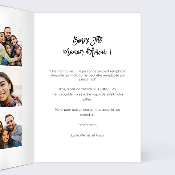 Carte fête des mères Belles Lettres Intérieur Droit