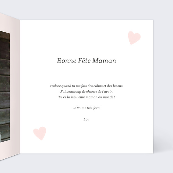 Carte fête des mères Rose Pastel Intérieur Droit