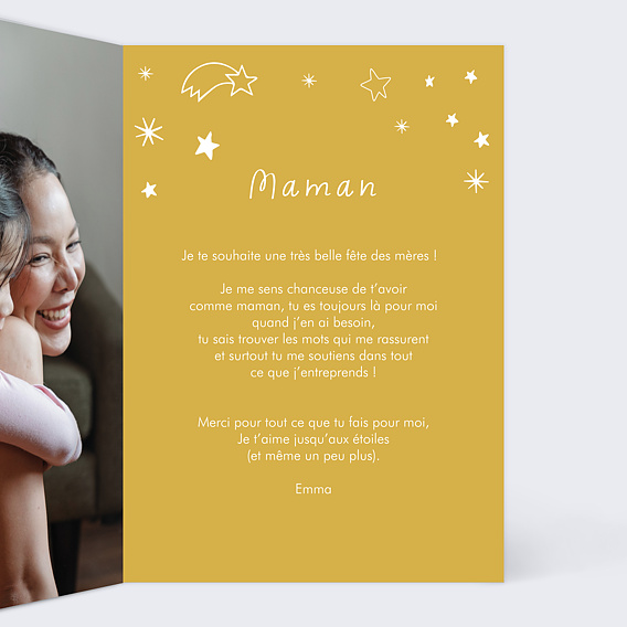 Carte fête des mères Jusqu'aux étoiles Intérieur Droit