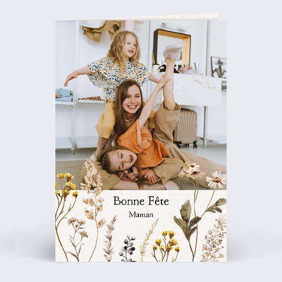 Carte fête des mères Bouquet Fleurs Séchées
