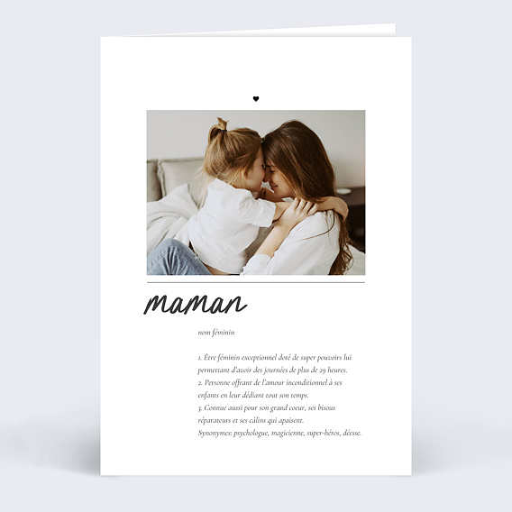 Carte fête des mères Définition Maman Recto