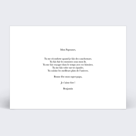 Carte fête des pères Belle Image Verso