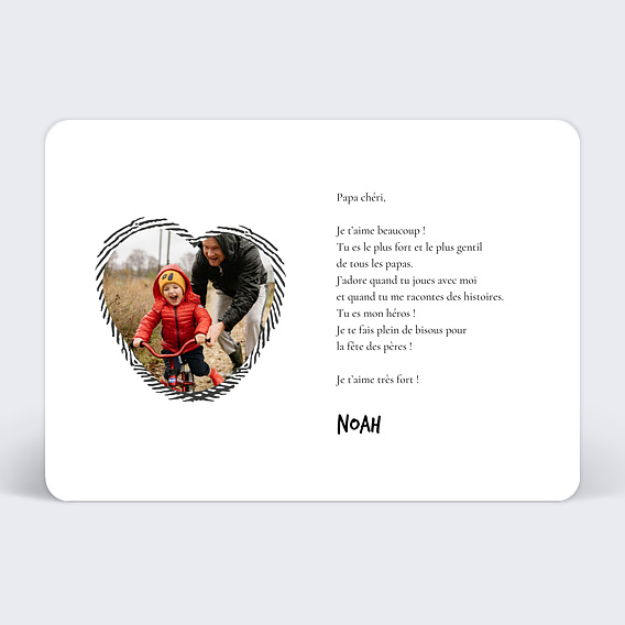 Carte fête des pères Empreinte d'Amour Verso