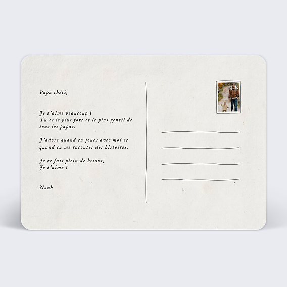 Carte fête des pères Montage Photo Verso