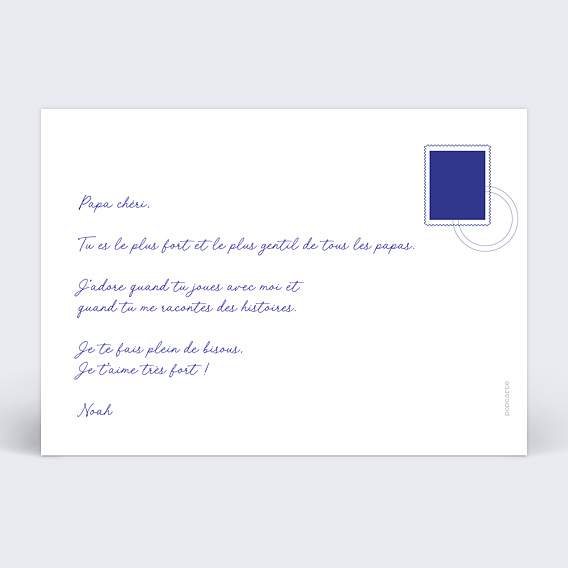 Carte fête des pères Traits Bleus Verso