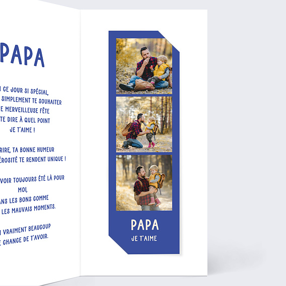 Carte fête des pères Coeur Simple Intérieur Droit