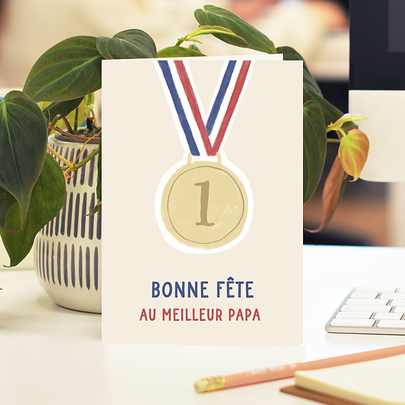 Carte fête des pères Médaille Après 1