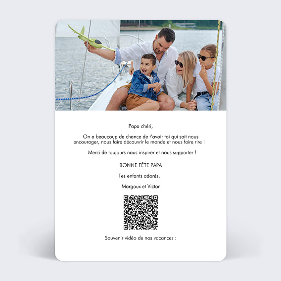 Carte fête des pères Papa Verso