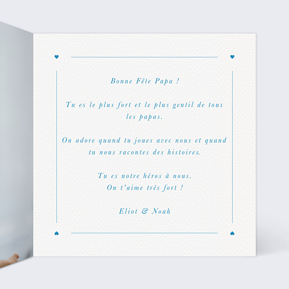 Carte fête des pères Cadre Coeur Intérieur Droit