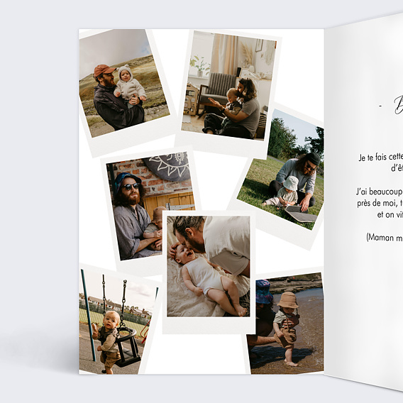 Carte fête des pères Pêle-Mêle Polaroid Intérieur Gauche