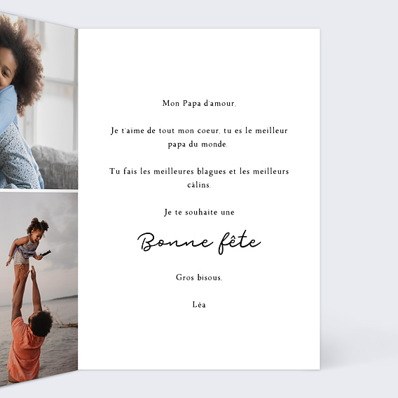 Carte fête des pères Mon papa Intérieur Droit