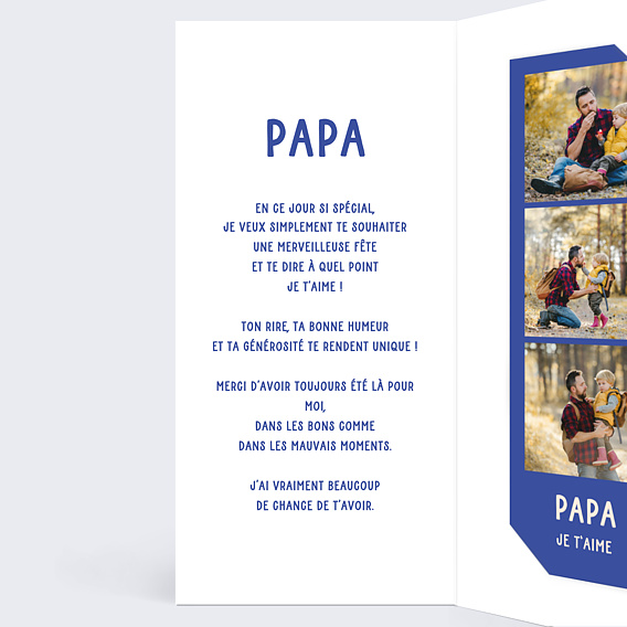 Carte fête des pères Coeur Simple Intérieur Gauche