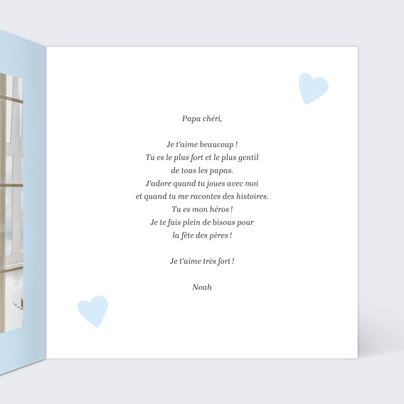 Carte fête des pères Voile de Cœurs Intérieur Droit