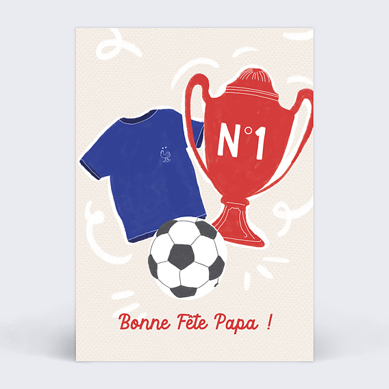 Carte fête des pères Papa Footballeur Recto