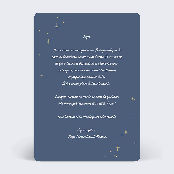 Carte fête des pères Superpapa Verso