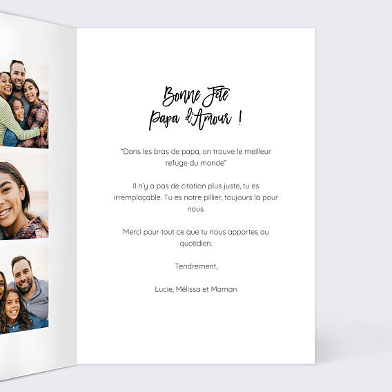Carte fête des pères Belles Lettres Intérieur Droit