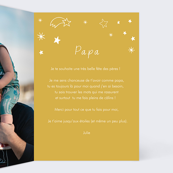 Carte fête des pères Jusqu'aux étoiles Intérieur Droit