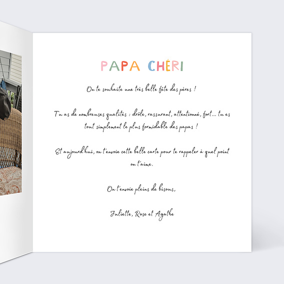 Carte fête des pères Noeud papillon Intérieur Droit