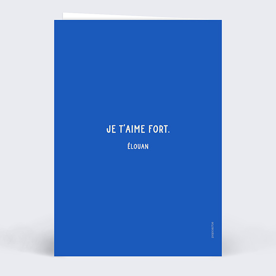 Carte fête des pères Coeur Simple Bleu Verso