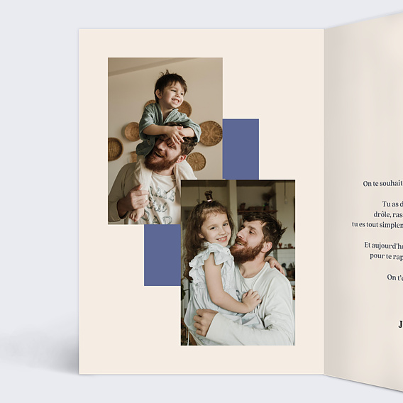 Carte fête des pères Joli Bleu Intérieur Gauche