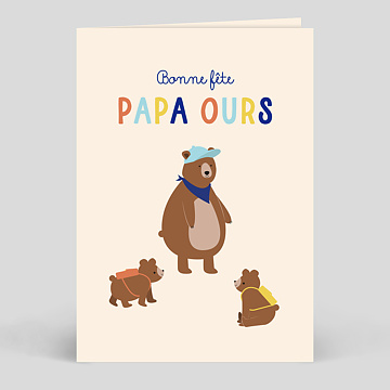Carte fête des pères Papa ours