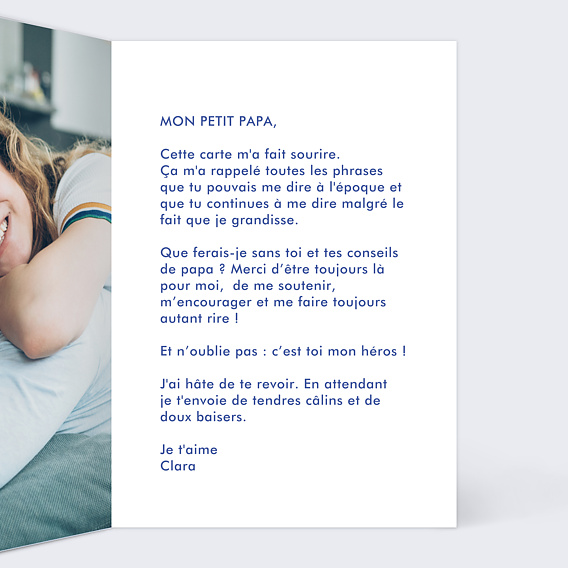 Carte fête des pères Phrases Papa Intérieur Droit